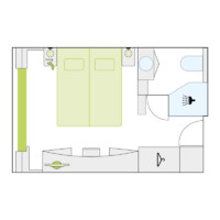 2-Bett-Außenkabine mit Balkon 21 D m² 2-Bett-Außenkabine mit Balkon 21 D m²