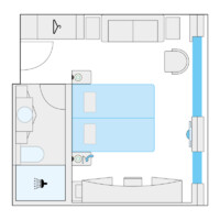 2-Bett-Juniorsuite mit französischem Balkon 23 E m² 2-Bett-Juniorsuite mit französischem Balkon 23 E m²