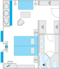 2-Bett-Balkonsuite mit französischem Balkon 29 F m² 2-Bett-Balkonsuite mit französischem Balkon 29 F m²