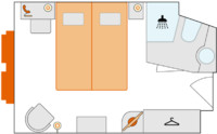 2-Bett-Außenkabine mit Fenster und Zusatzbett 15.5 A m² 2-Bett-Außenkabine mit Fenster und Zusatzbett 15.5 A m²