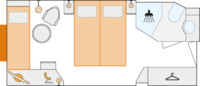 2-Bett-Außenkabine mit Fenster und Zusatzbett 15.5 A m² 2-Bett-Außenkabine mit Fenster und Zusatzbett 15.5 A m²