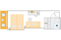 2-Bett-Außenkabine mit französischem Balkon 16 C m² 2-Bett-Außenkabine mit französischem Balkon 16 C m²