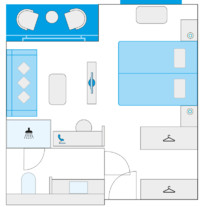 2-Bett-Balkonsuite mit Zusatzbett 29 F m² 2-Bett-Balkonsuite mit Zusatzbett 29 F m²