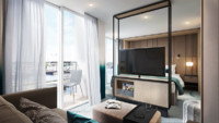 2-Bett-Balkonsuite mit Panoramafenster und Balkon 29 F m² 2-Bett-Balkonsuite mit Panoramafenster und Balkon 29 F m²