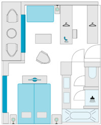 2-Bett-Balkonsuite mit Zusatzbett 29 F m² 2-Bett-Balkonsuite mit Zusatzbett 29 F m²