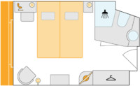 2-Bett-Außenkabine mit französischem Balkon 14.5 C m² 2-Bett-Außenkabine mit französischem Balkon 14.5 C m²